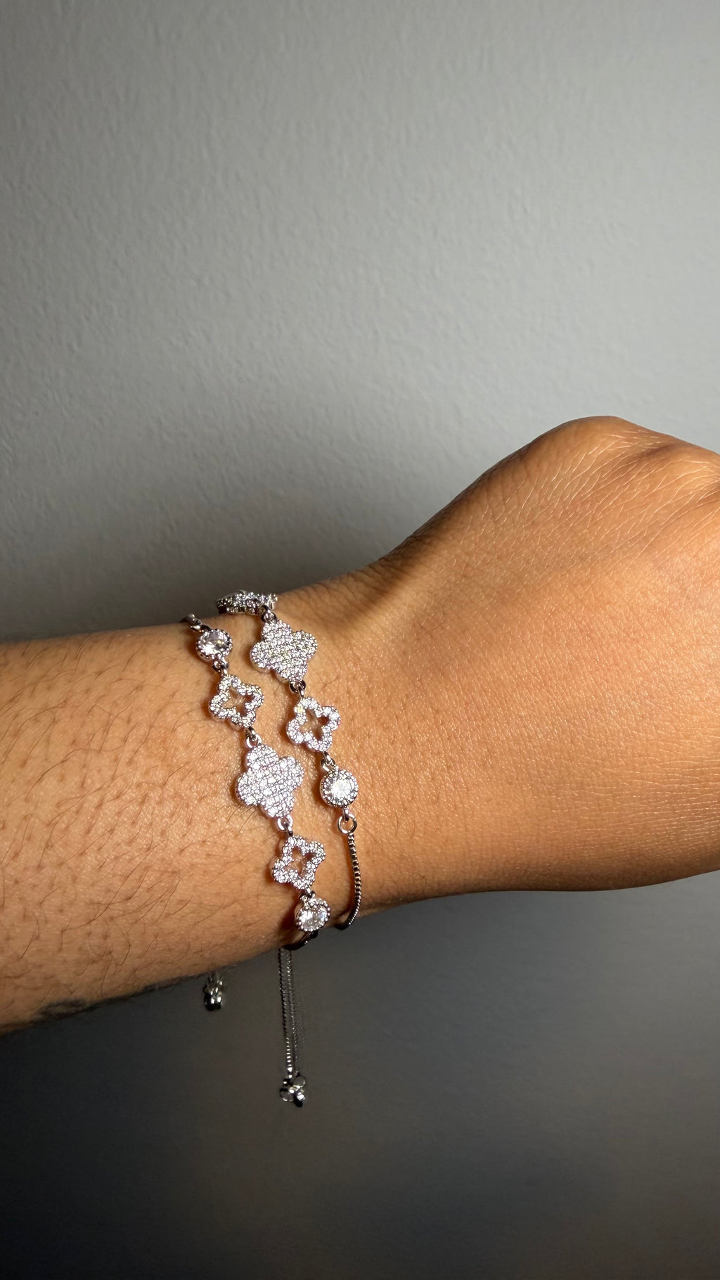 Silver Rhinestone Cleef Bracelet