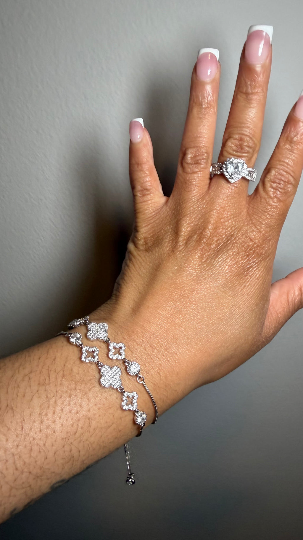 Silver Rhinestone Cleef Bracelet